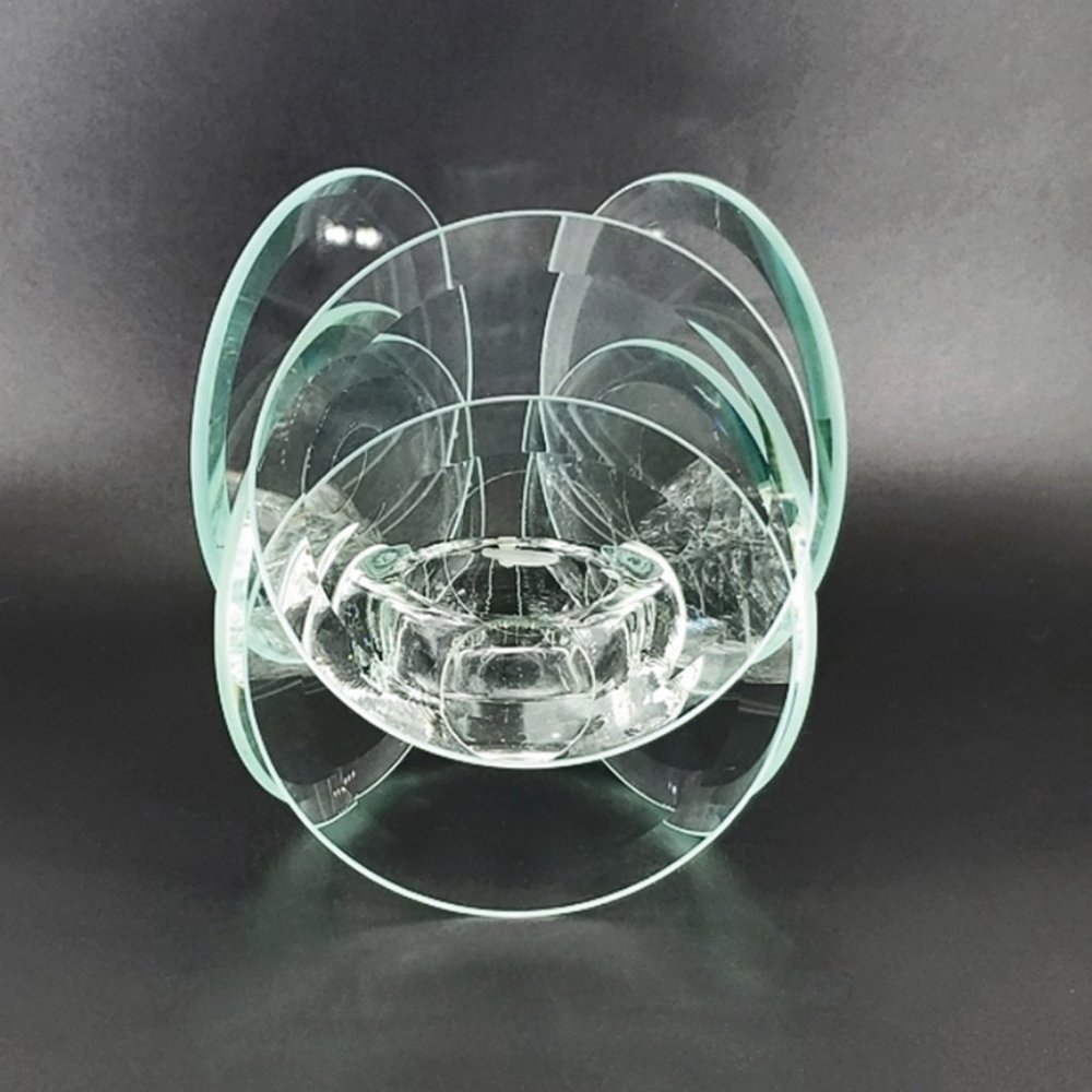 Vintage Beveled Glass Disks Votive Candle Holder